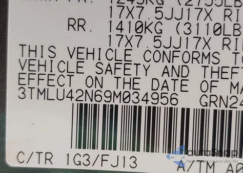 2009 Toyota Tacoma Base V6 from USA, damaged, VIN 3TMLU42N69M034956